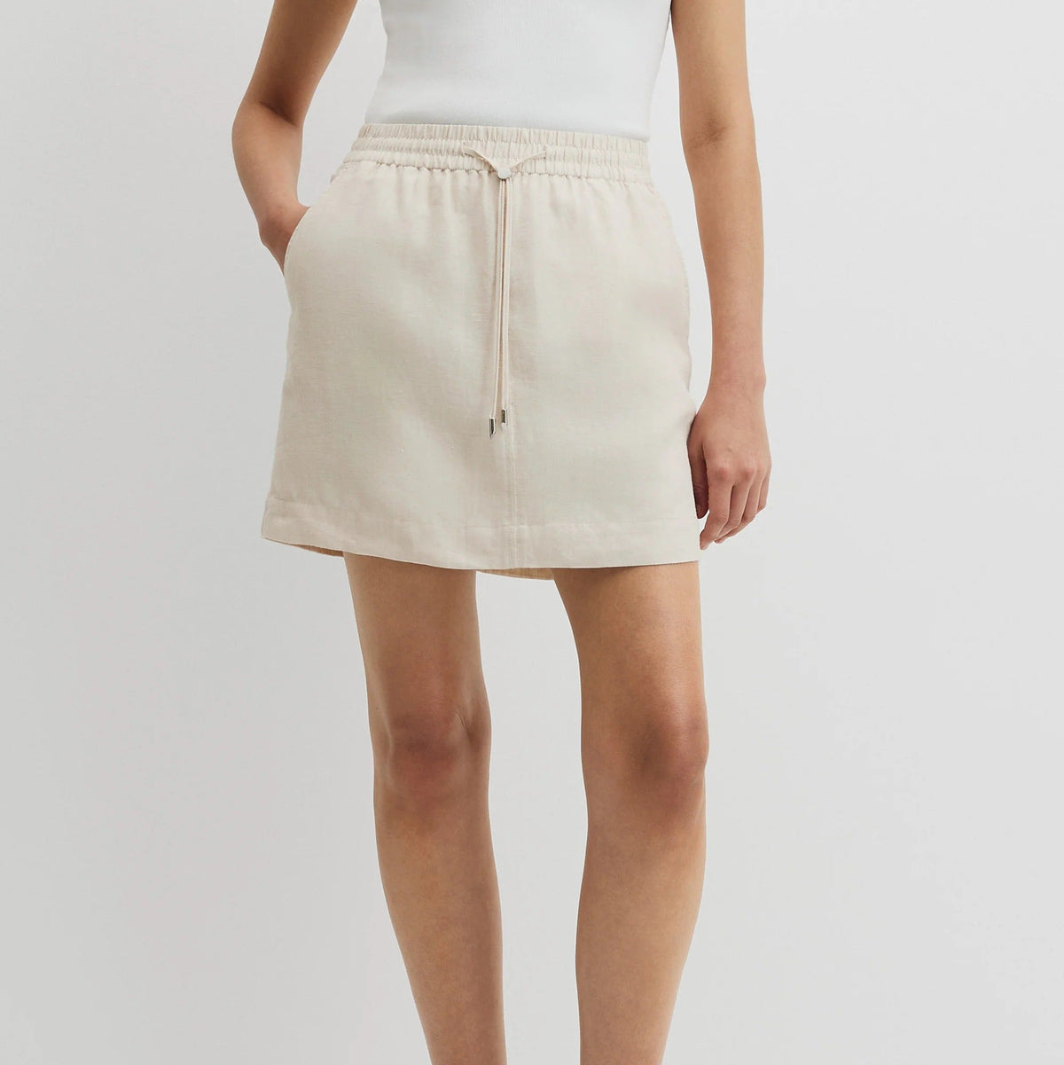 Pull On Linen Skirt