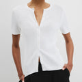 Short Sleeve Button Knit